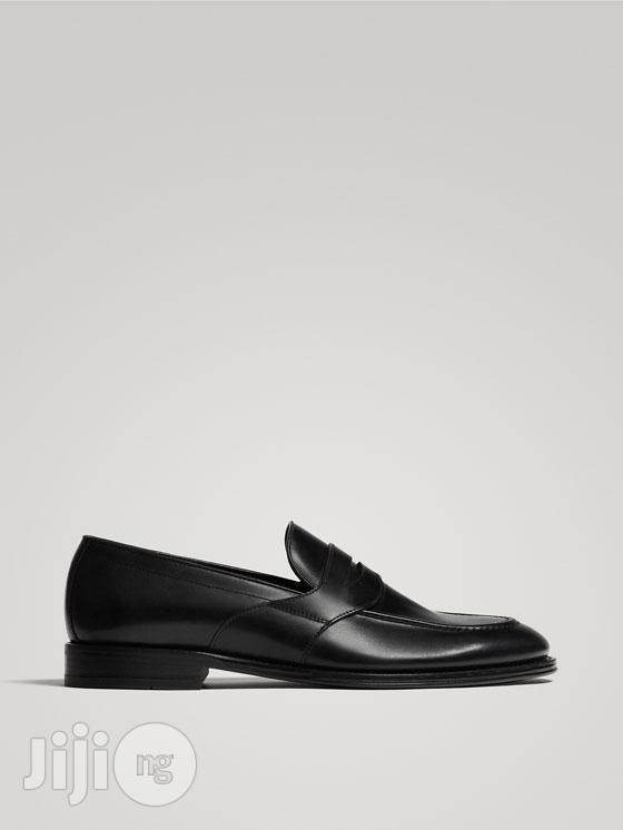 Massimo Dutti - Black Leather Penny Loafers