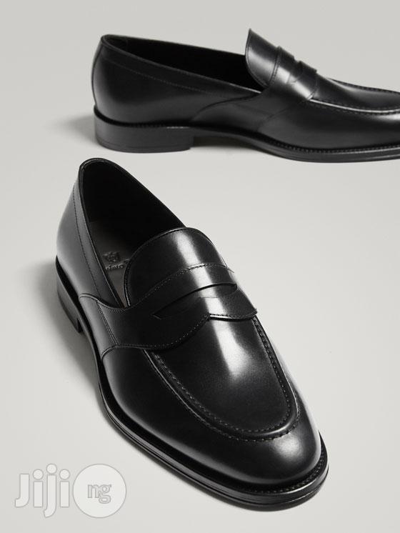 Massimo Dutti - Black Leather Penny Loafers
