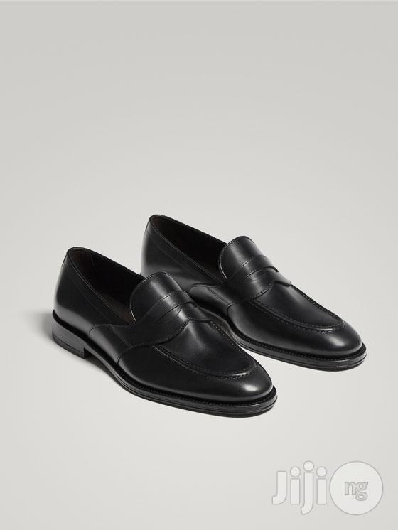 Massimo Dutti - Black Leather Penny Loafers