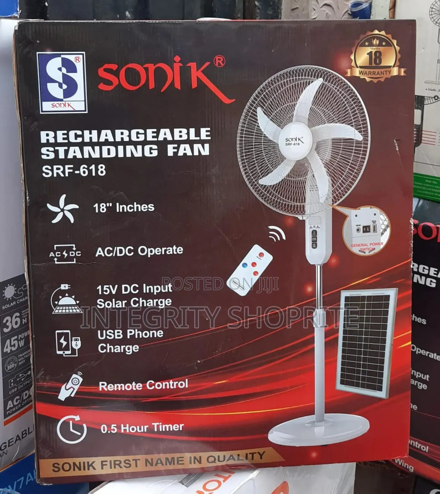 All White Sonik Rechargeable Fan