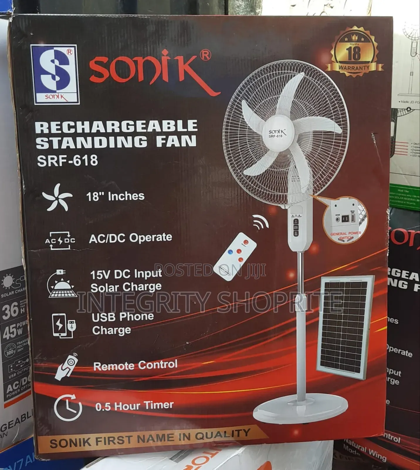 All White Sonik Rechargeable Fan
