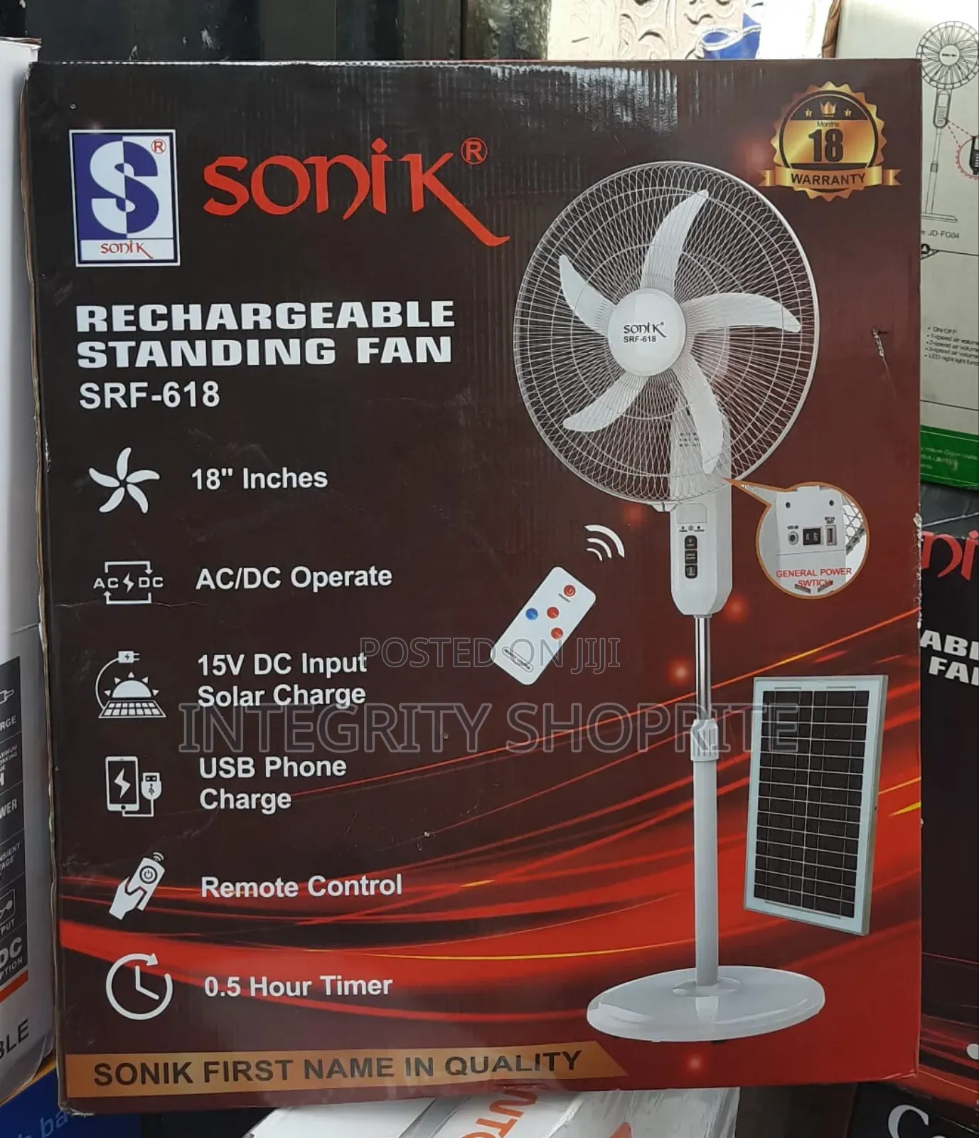 All White Sonik Rechargeable Fan