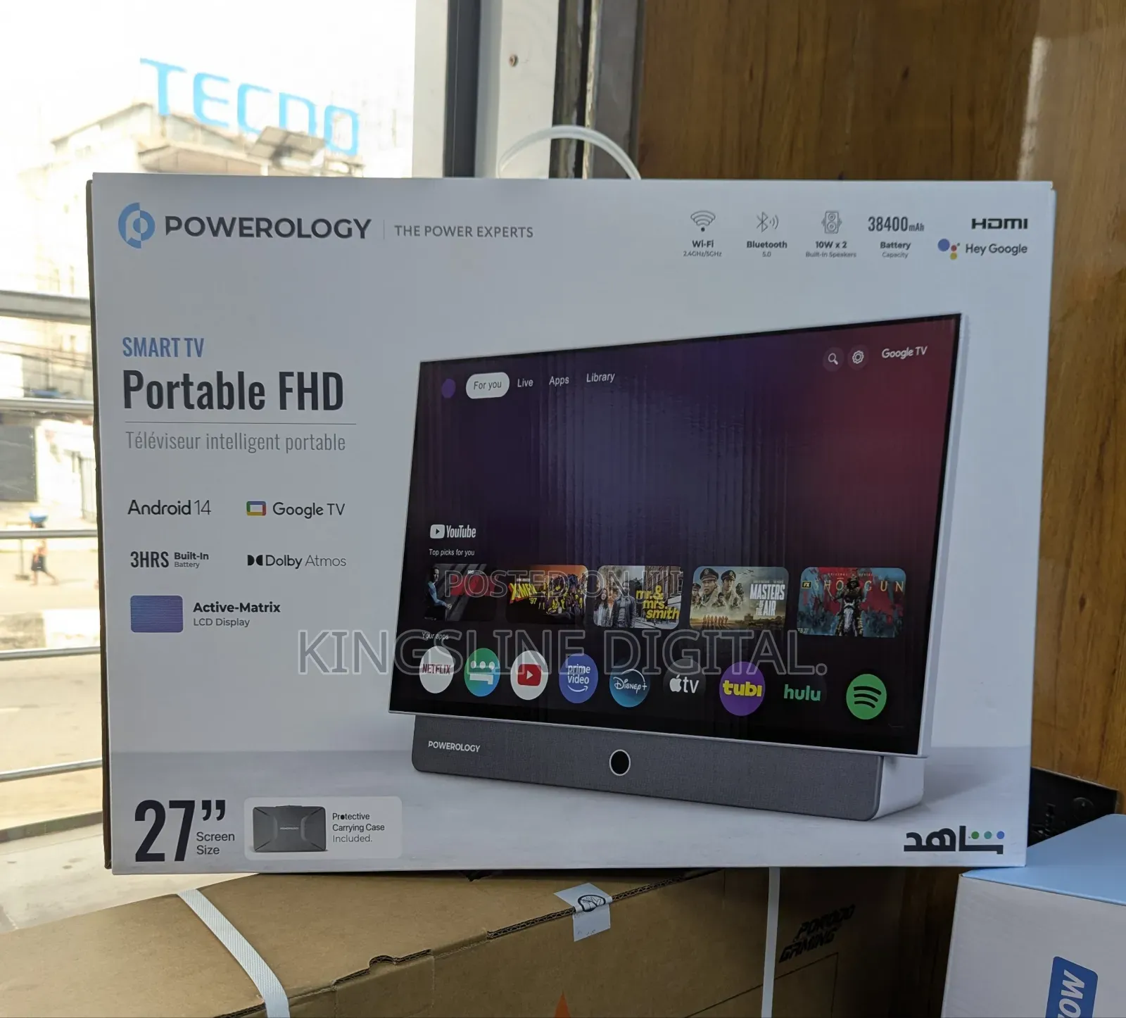 Powerology 27inches Rechargeable Portable FHD Smart Tv 1080p.