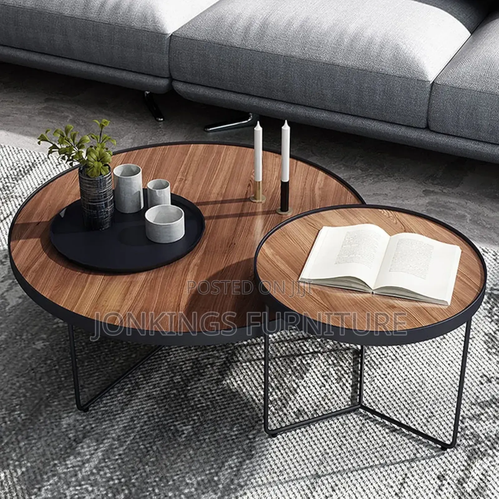 Round Coffee Table (Brown Wood Top)