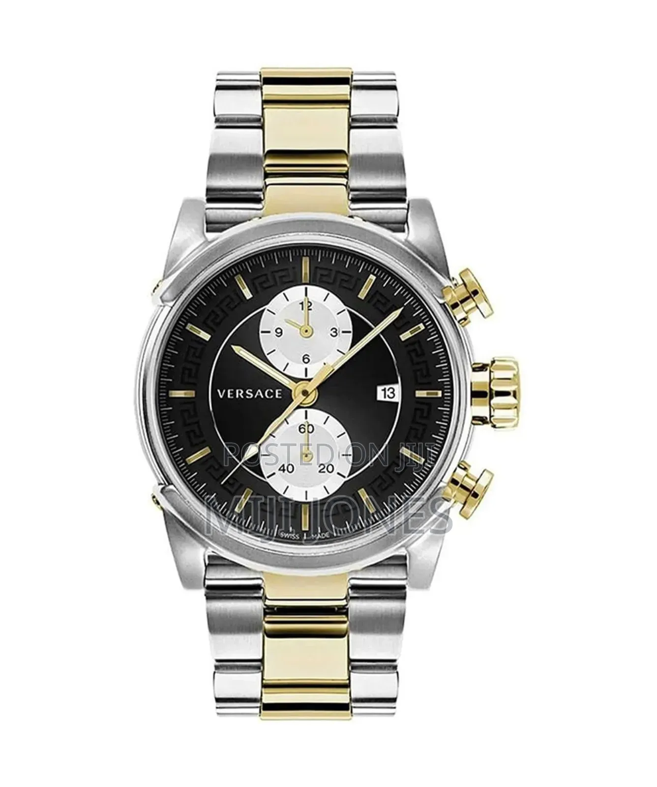 Versace Gold & Silver Chain Chronograph - Black Dial Luxury Watch