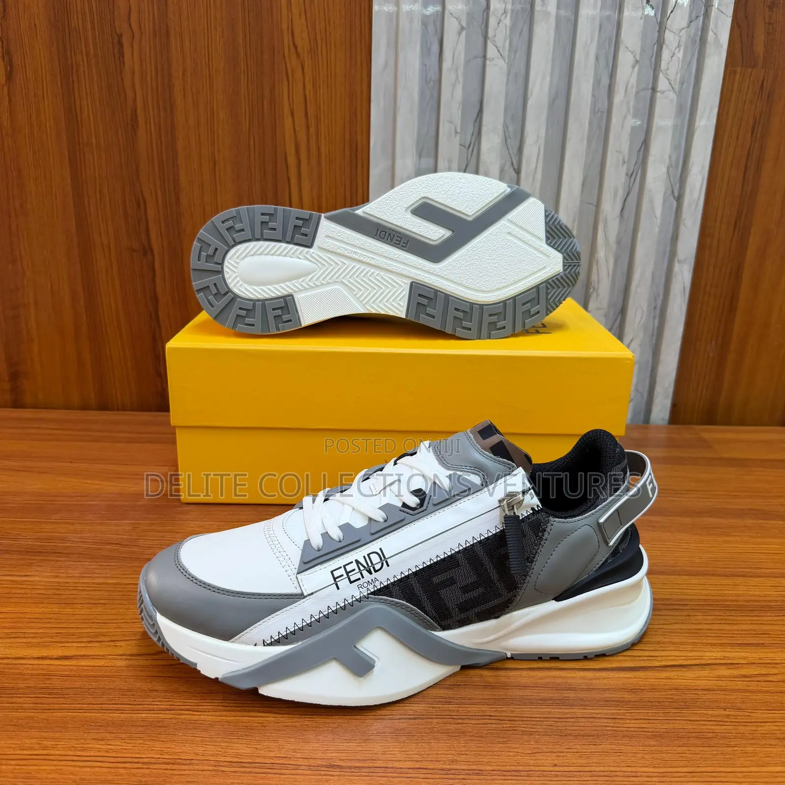 Update Fendi Flow Brown Ff Jacquard and Beige Leather Low-Top Sneaker