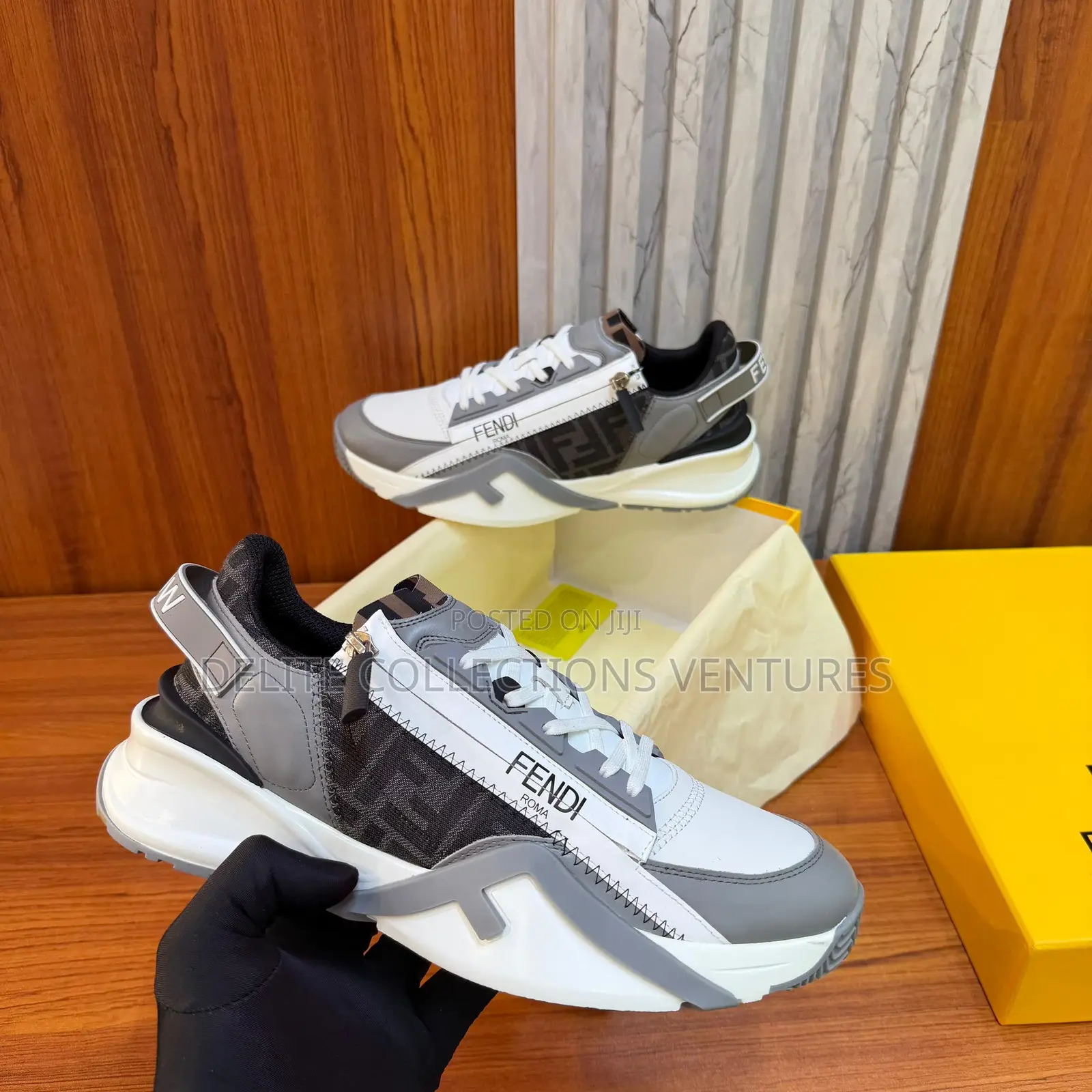 Update Fendi Flow Brown Ff Jacquard and Beige Leather Low-Top Sneaker