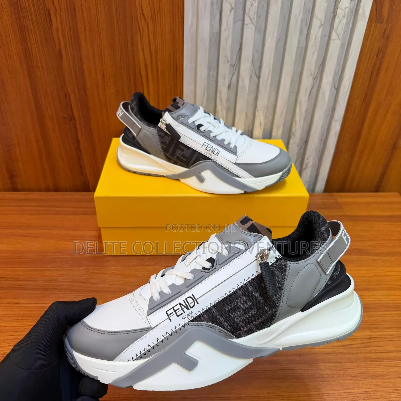 Update Fendi Flow Brown Ff Jacquard and Beige Leather Low-Top Sneaker