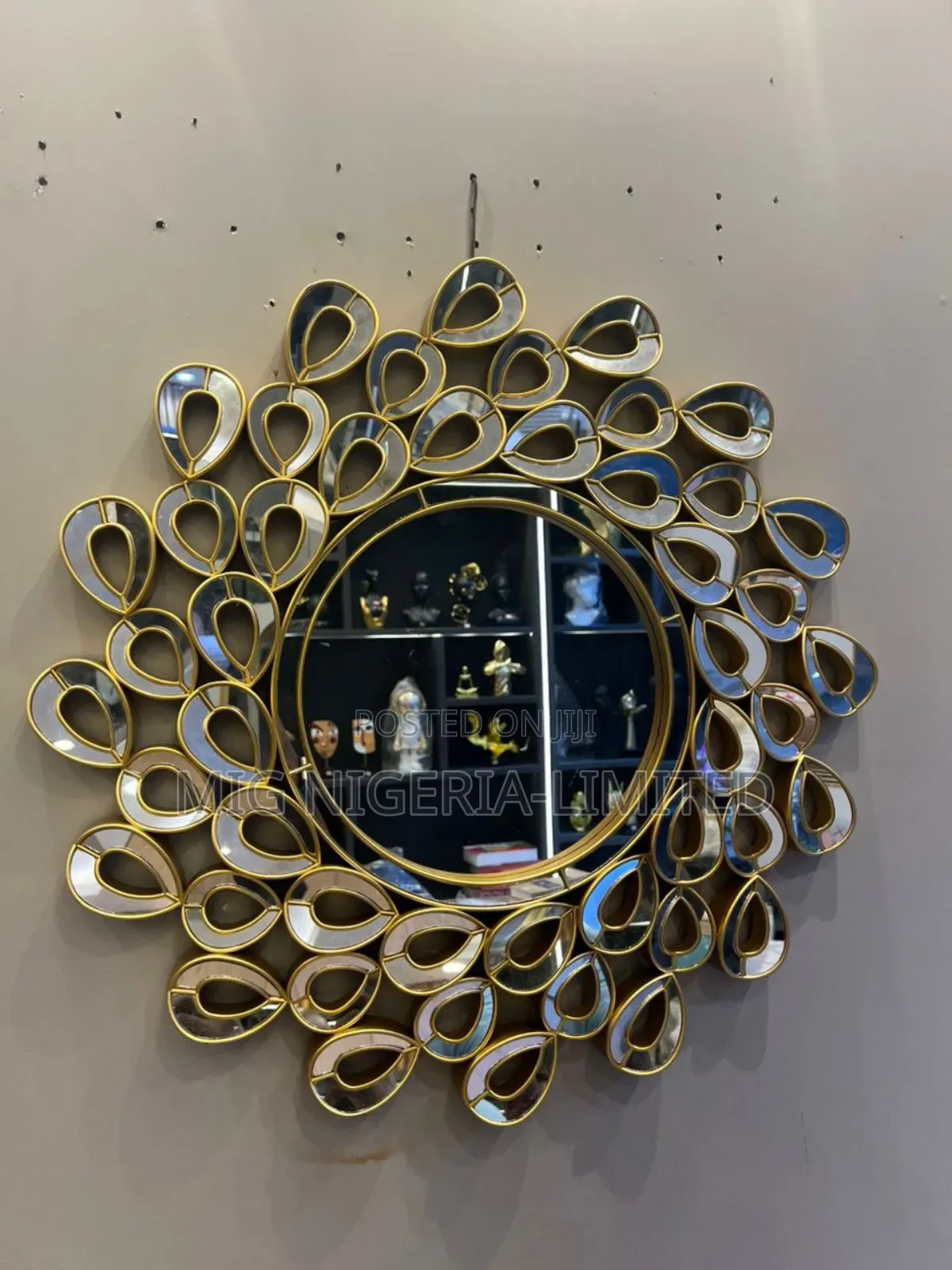 Wall Circle Gold Design Oval Consoles Mirror Decoration 60cmx60cm