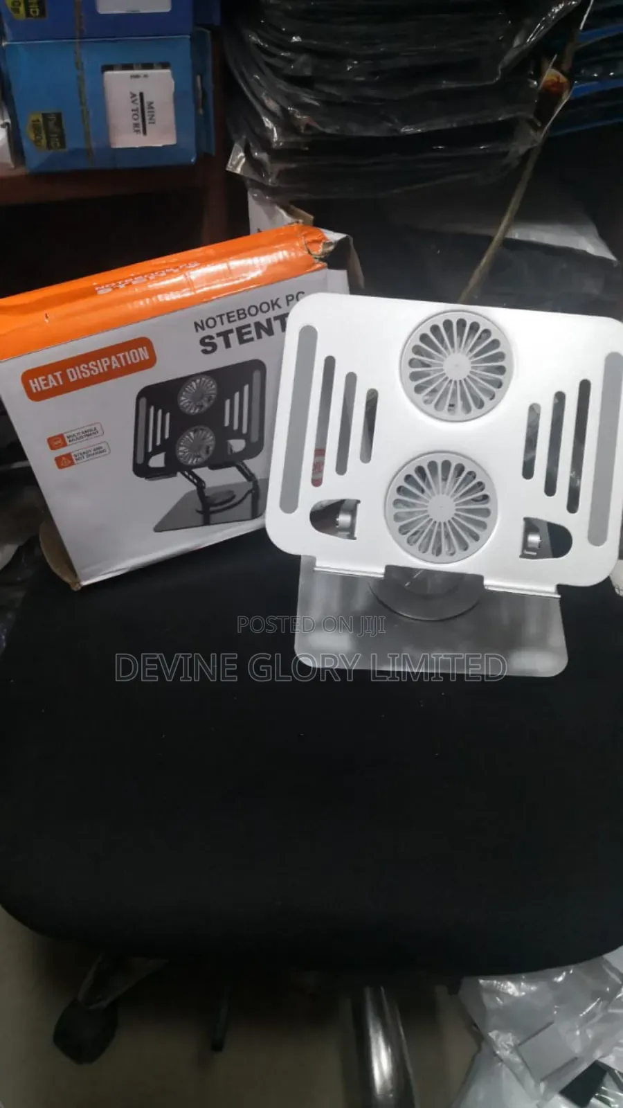 Adjustable Laptop Cooling Stand With Dual Fans 360° Rotation