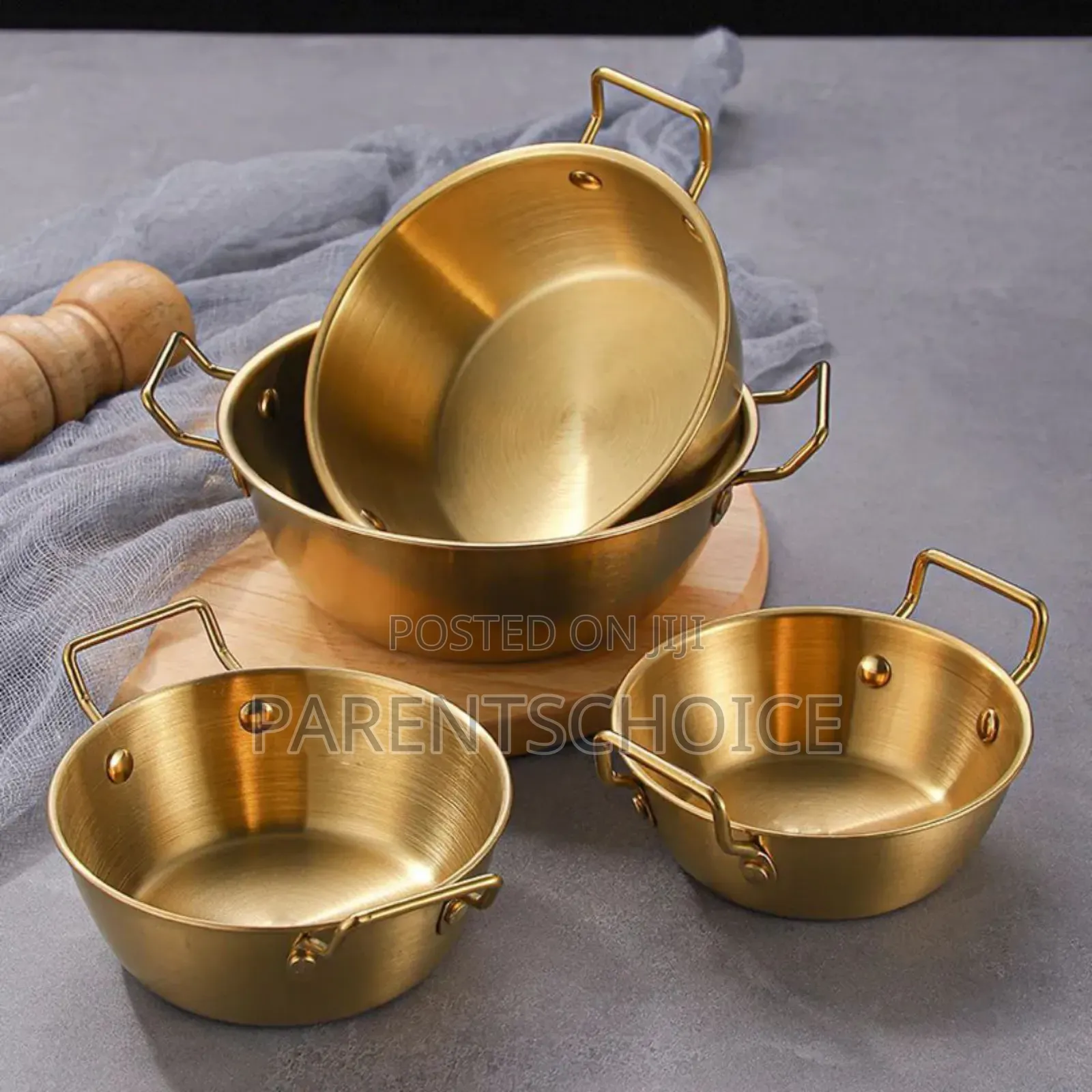 Stainless Steel Golden Salad, Snacks and French Fry Bowl With Handles