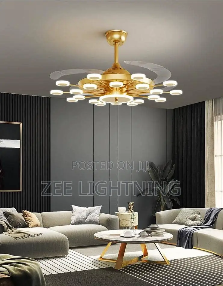 Led Gold Ceiling Chandelier With Remote /Bluetook