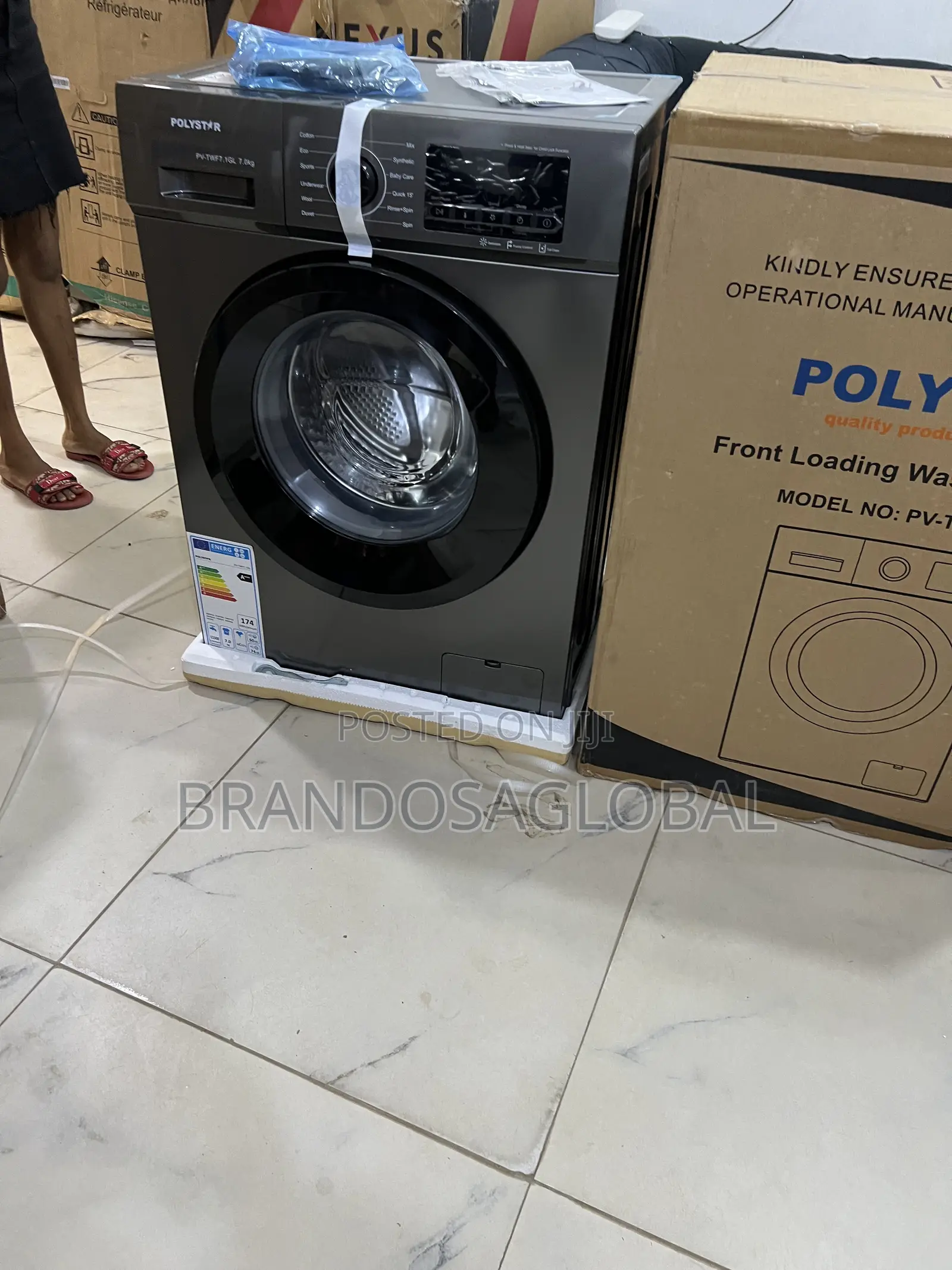 Balanced-Load Polystar 6kg Black Front Load Washer [Pv-Twd7.1gl]