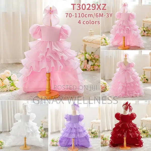 Luxury Puff-Sleeve Princess Dress With Matching Headband (6-12 Months