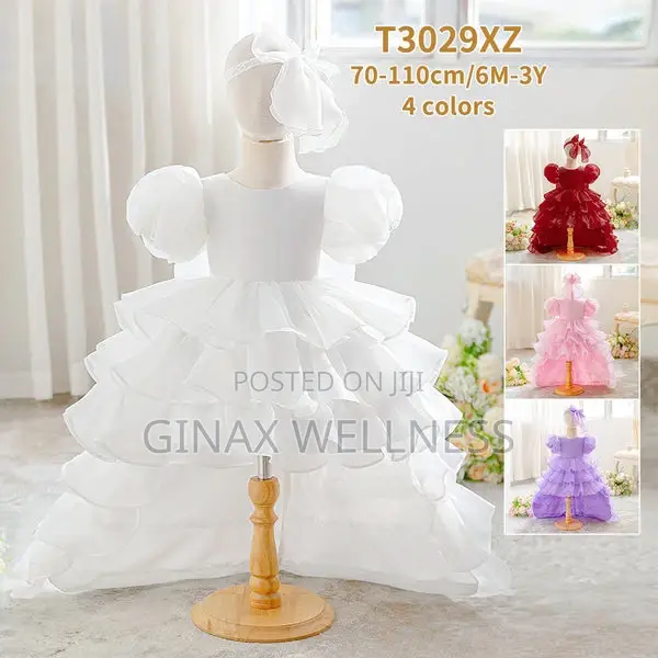Luxury Puff-Sleeve Princess Dress With Matching Headband (6-12 Months