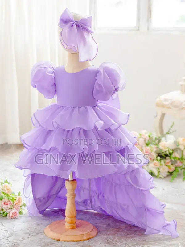 Luxury Puff-Sleeve Princess Dress With Matching Headband (6-12 Months