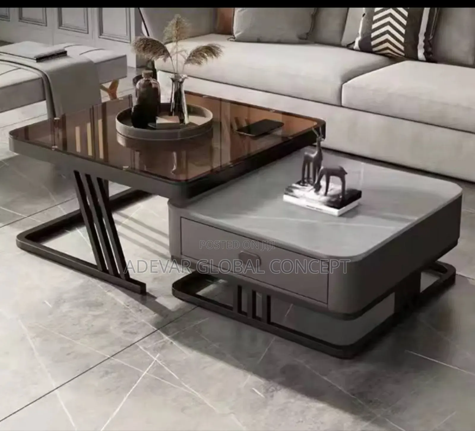 Swipe Left for Different Colors - 2 in 1 Luxury Rock Slab Center Table