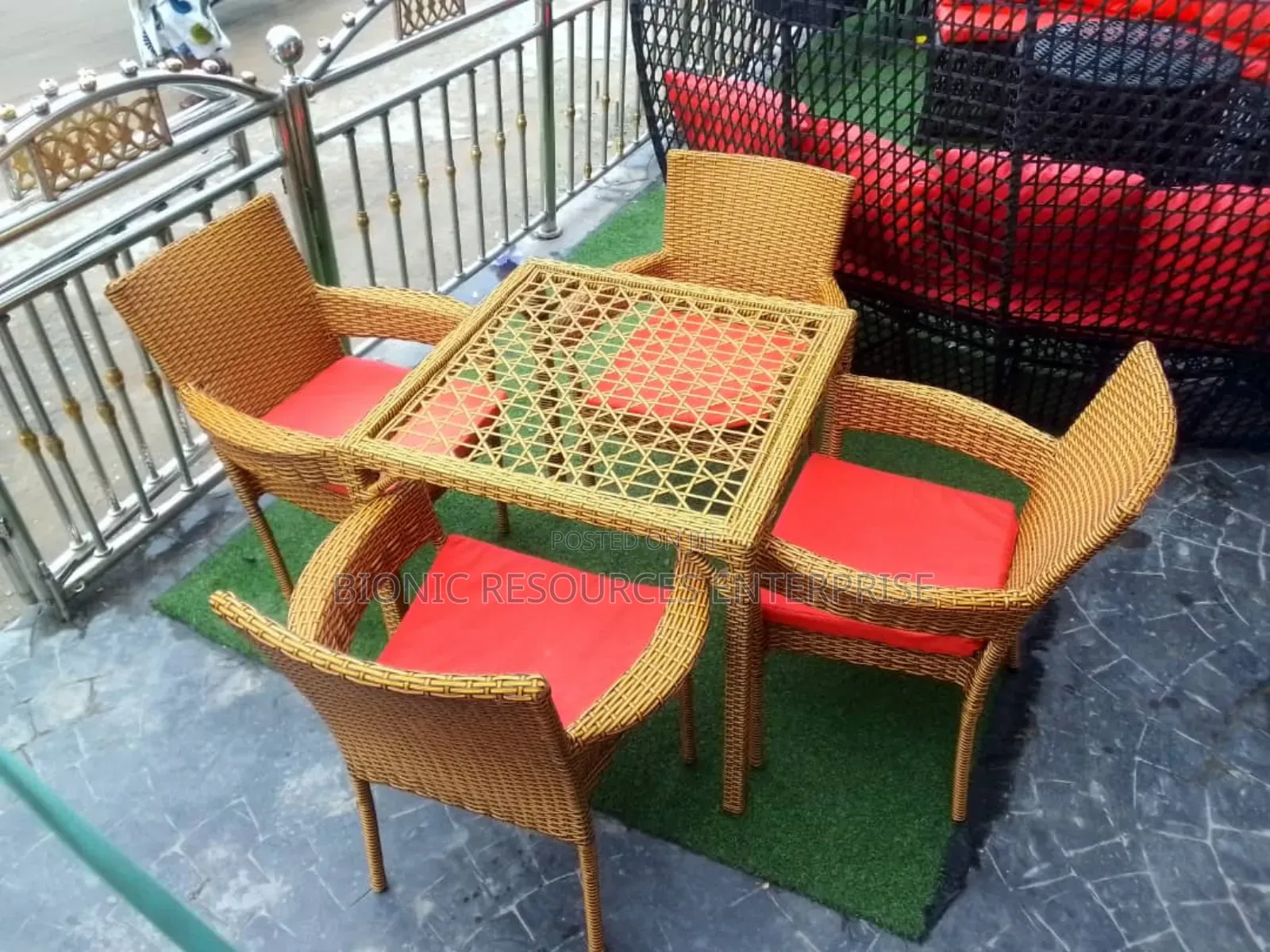 Rattan Outdoor Chair With Glass Center Table