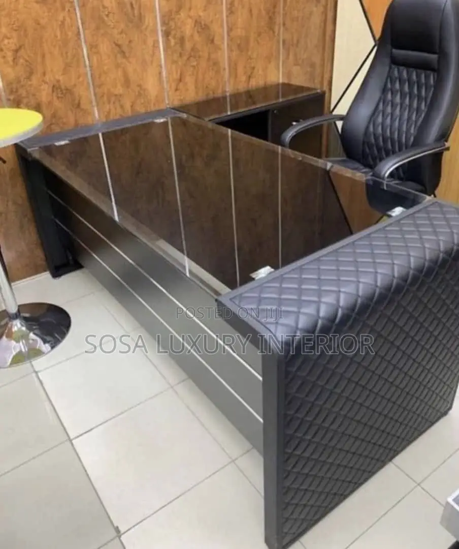 Executive Glass Top Office Desk