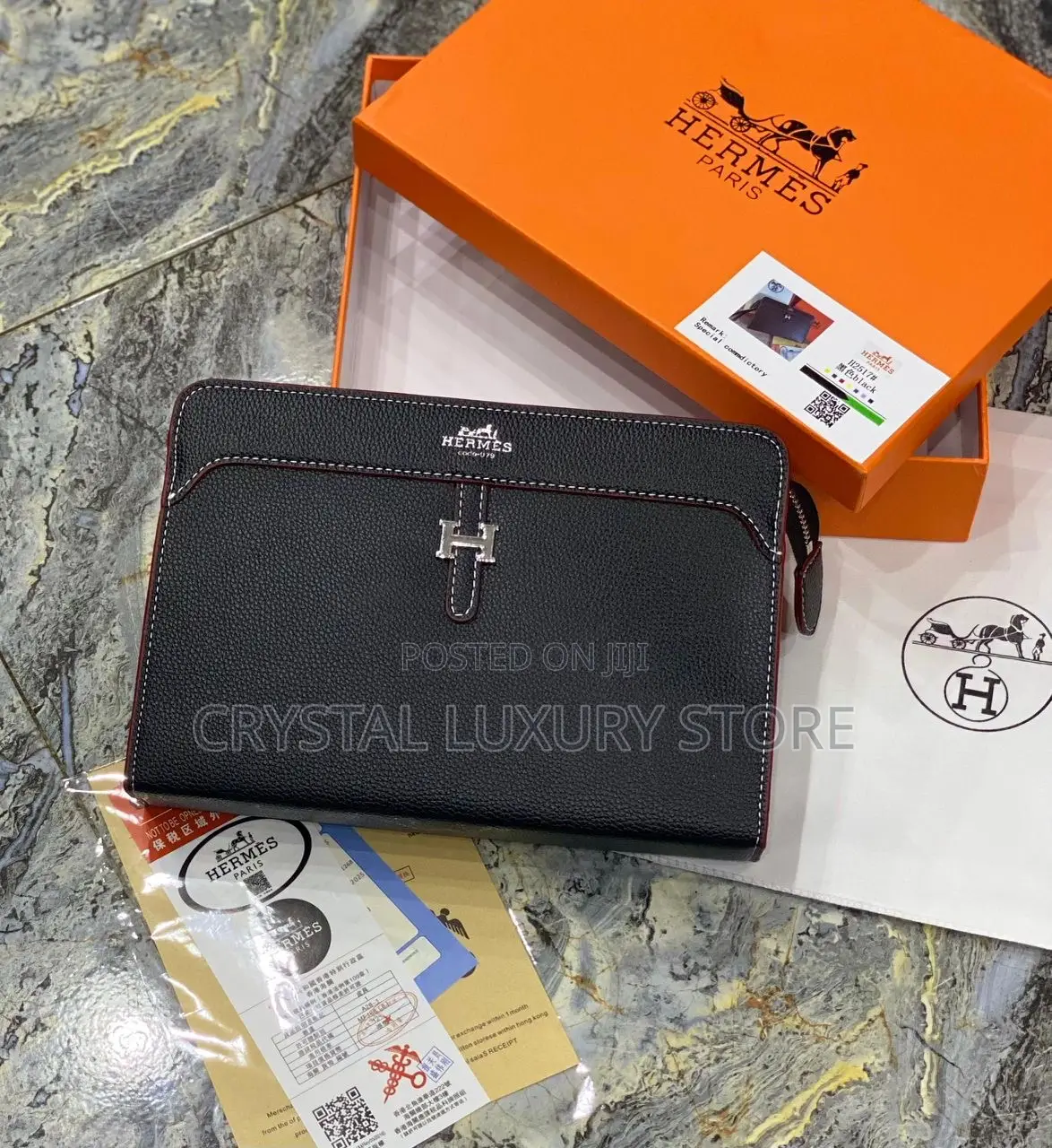 Hermes Quality Luxury Men Genuine Leather Purse