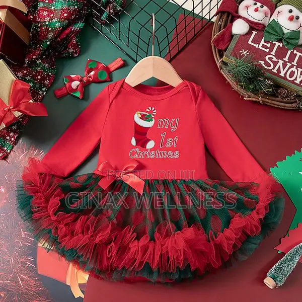 "2-Piece "My 1st Christmas" Outfit Set for Girls With Long Sleeve