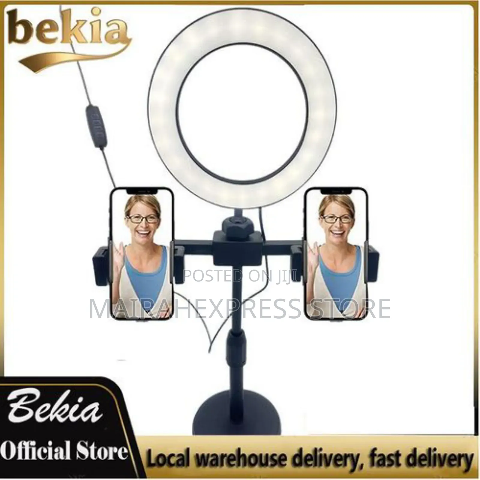 6 Inches Double Phone Holder Tripod Stand Ringlight 2st7