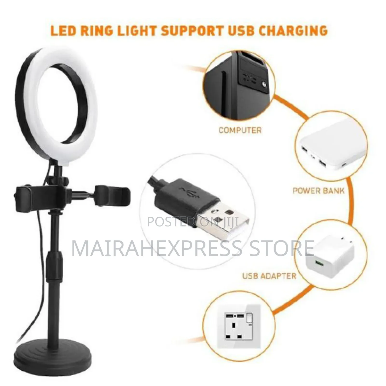 6 Inches Double Phone Holder Tripod Stand Ringlight 2st7