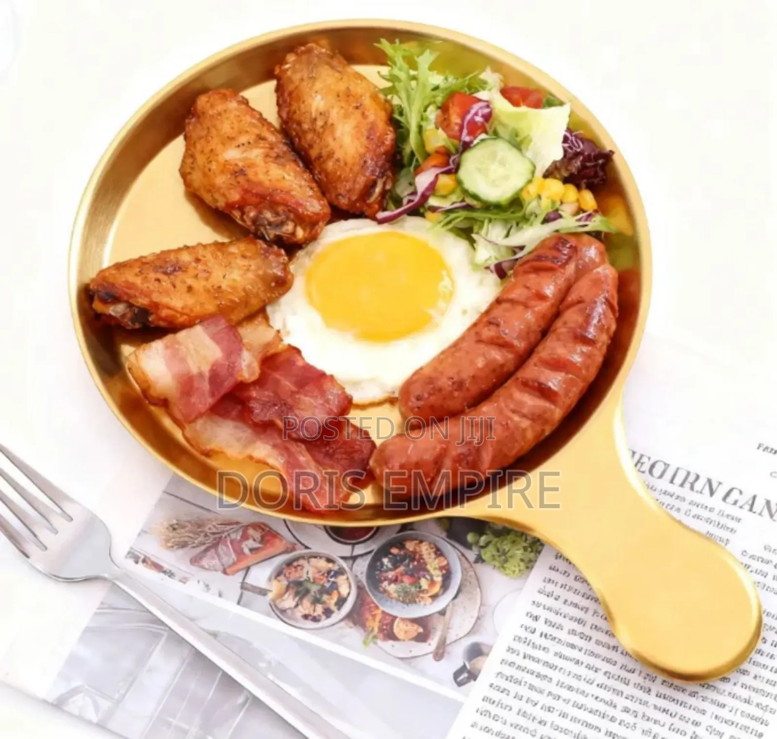 Stainless Steel Golden Round and Square Food Platter