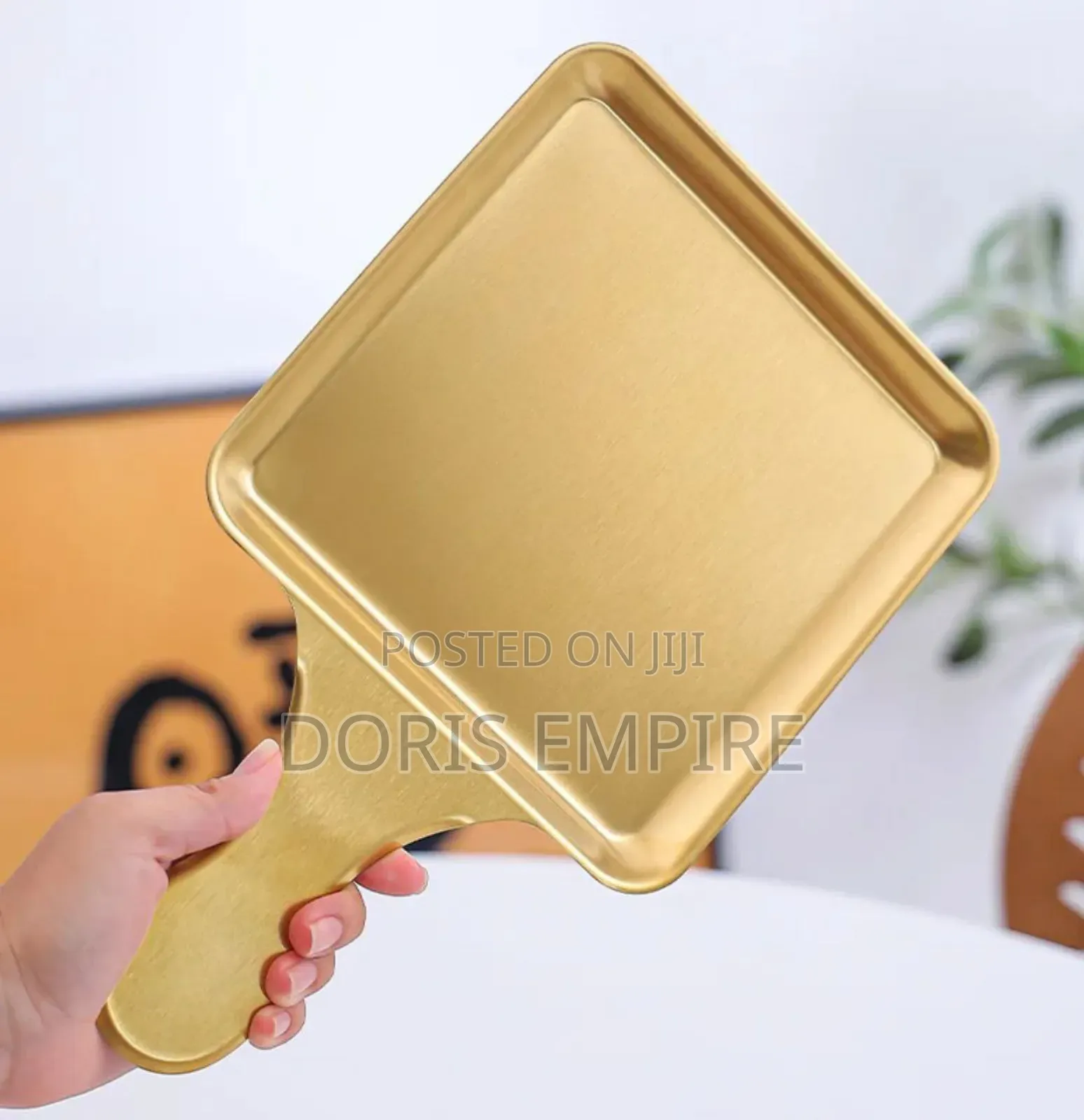 Stainless Steel Golden Round and Square Food Platter