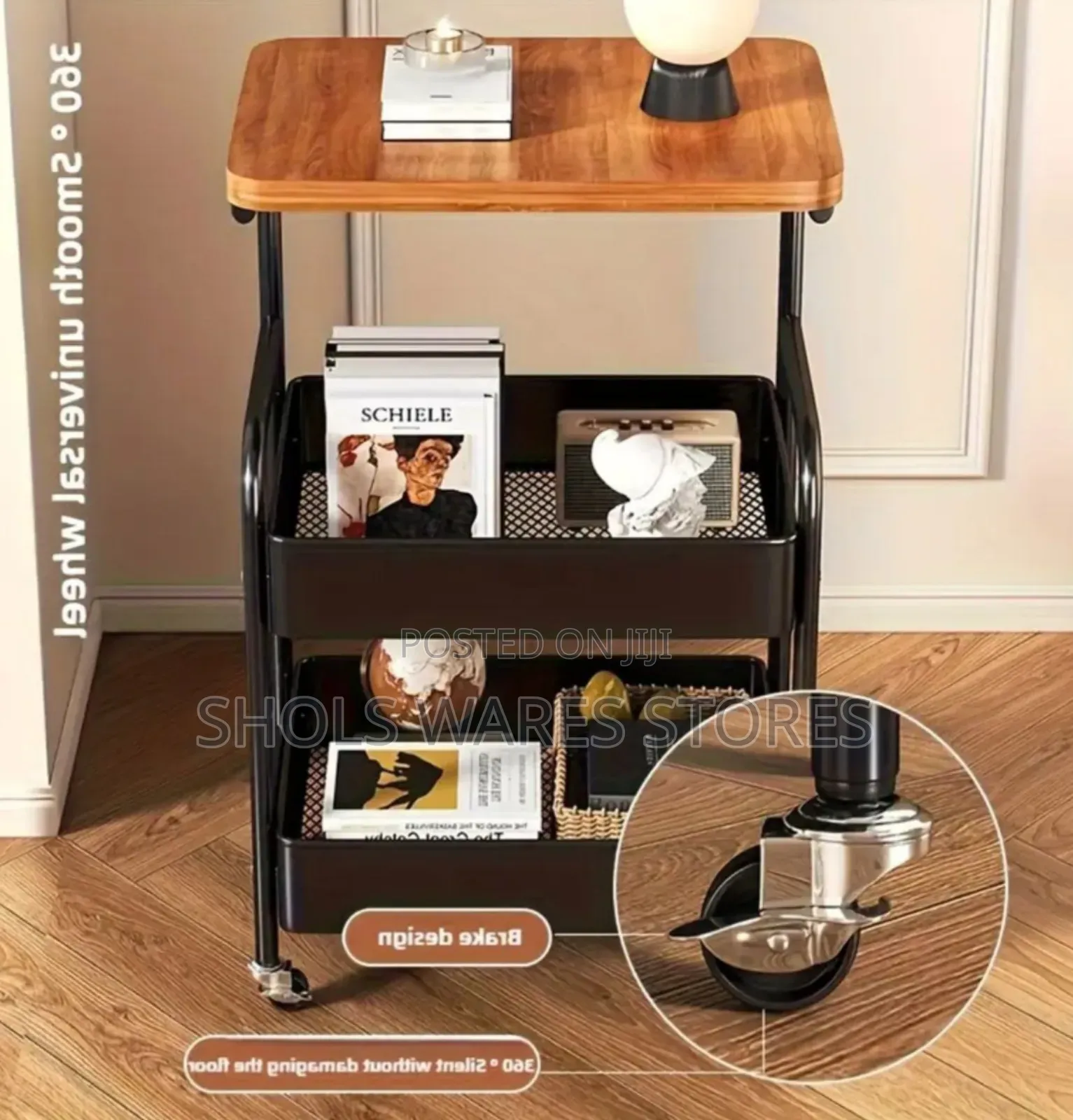 2-layers Heavy-duty Rolling Storage Cart With Wheels And Steel Frame