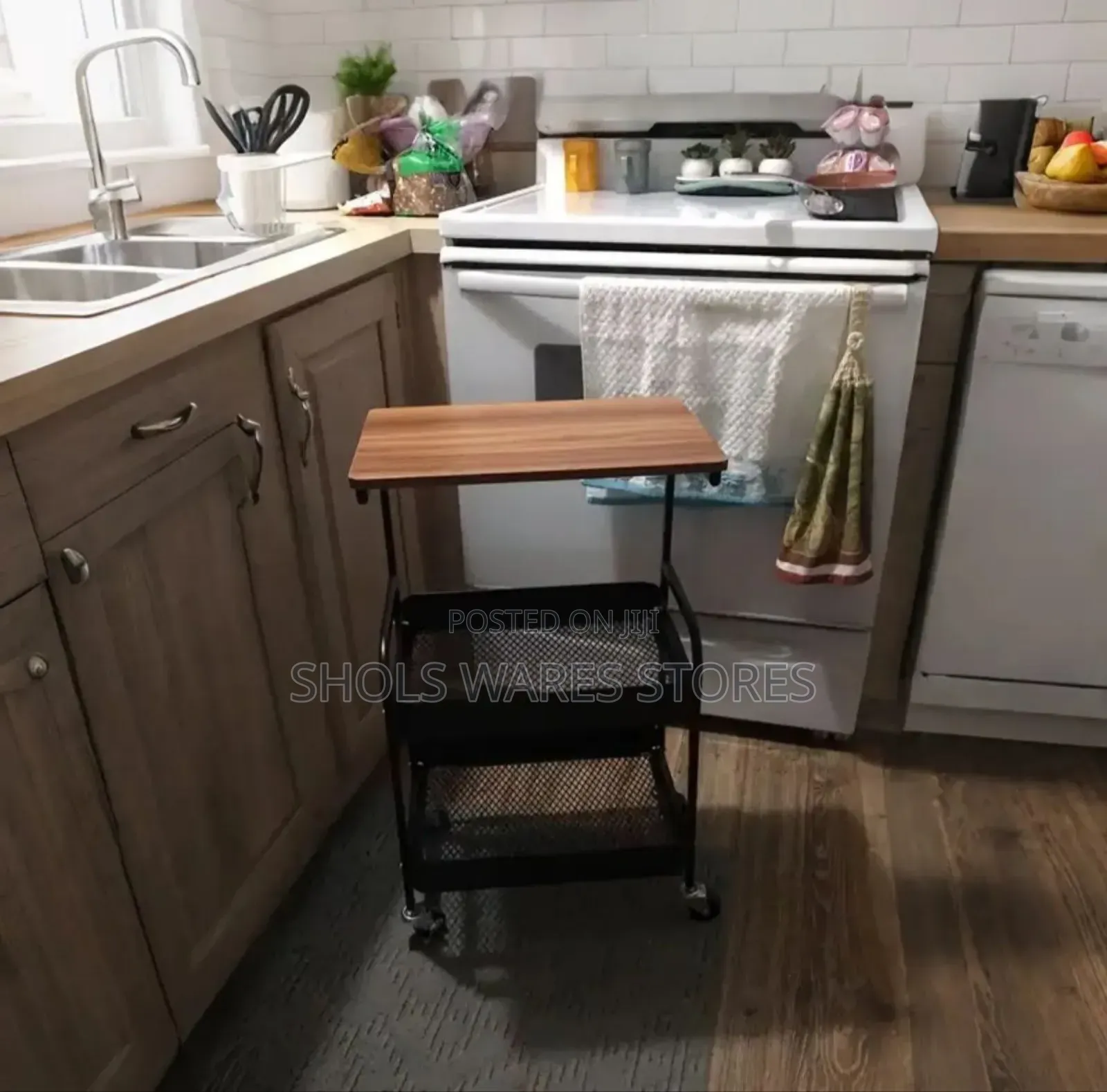 2-layers Heavy-duty Rolling Storage Cart With Wheels And Steel Frame