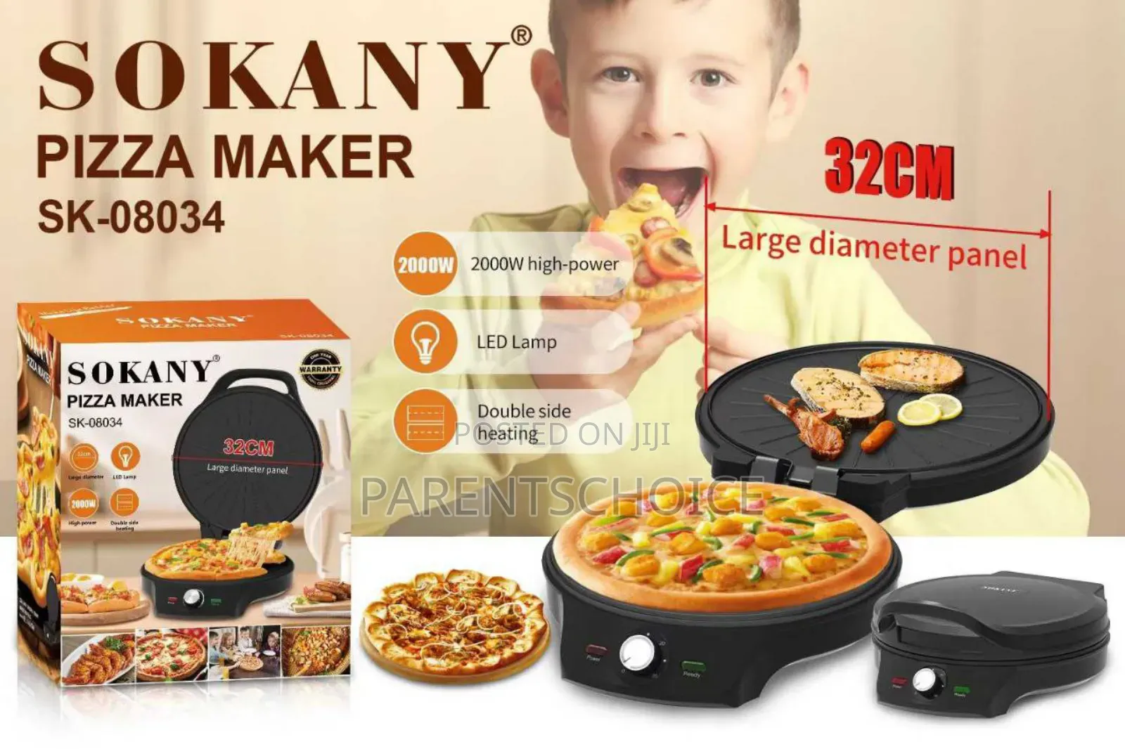 Sokany Electric Non-Stick Pizza Maker- 2000w