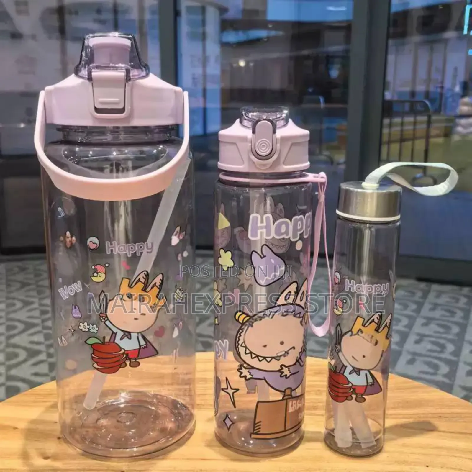 3pcs/Set High Quality Cute Cartoon Water Bottle HMK