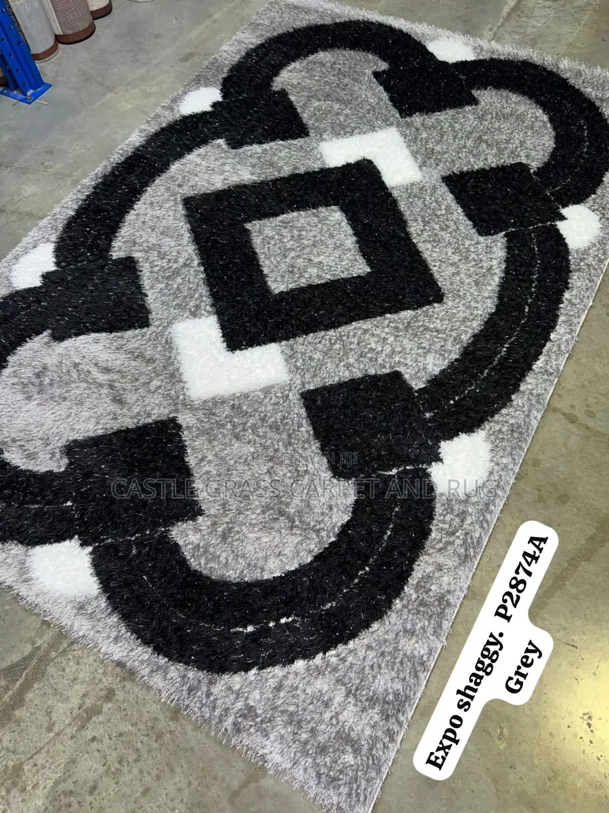 Luxury Black Grey Shaggy Rug 5by7