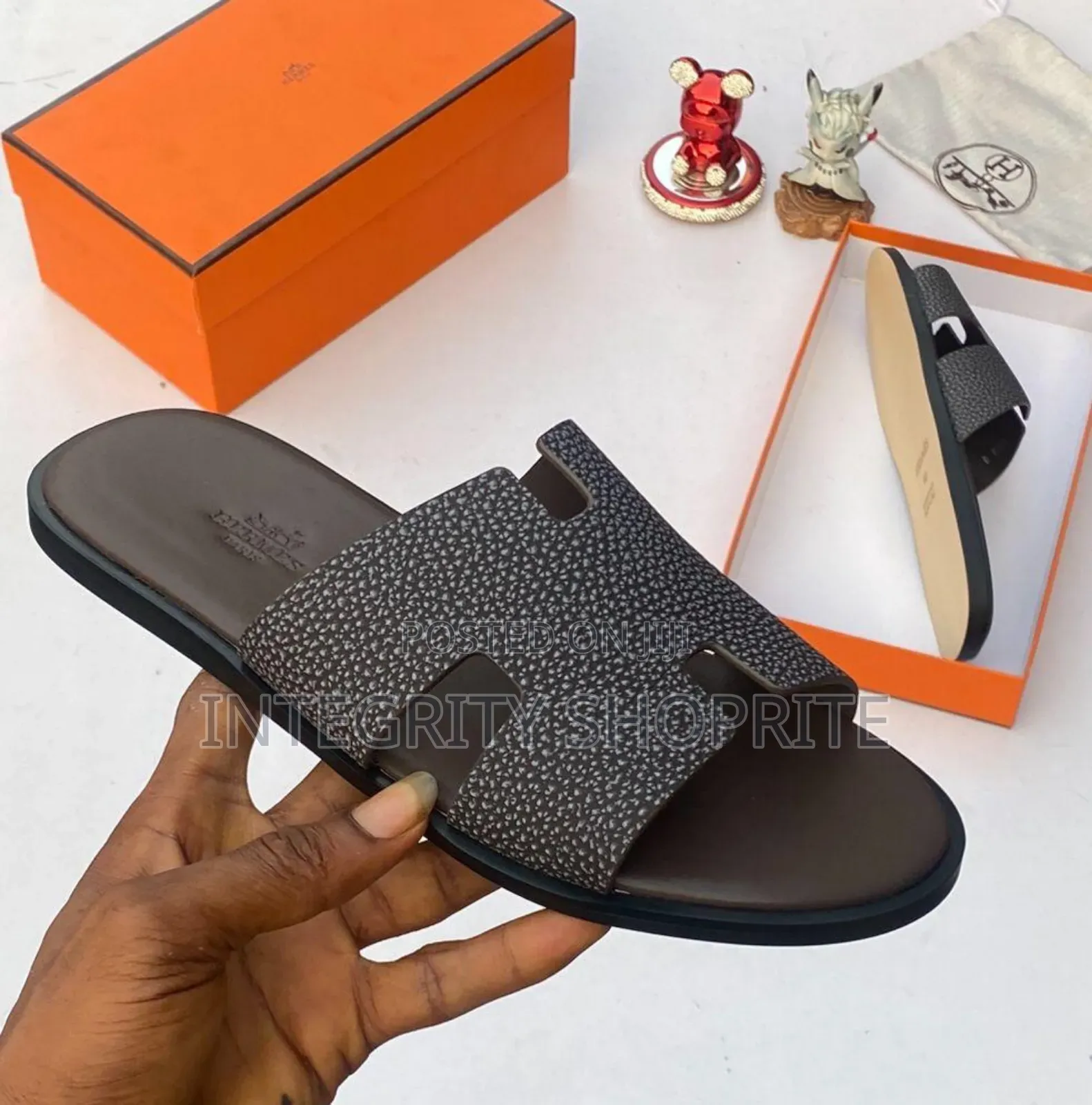 Pure Leather Herms Slippers