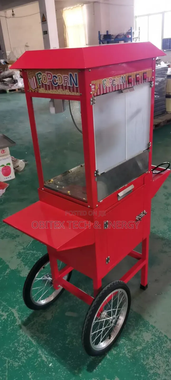 Commercial Popcorn Machine With Cart – Stainless Steel Kettle