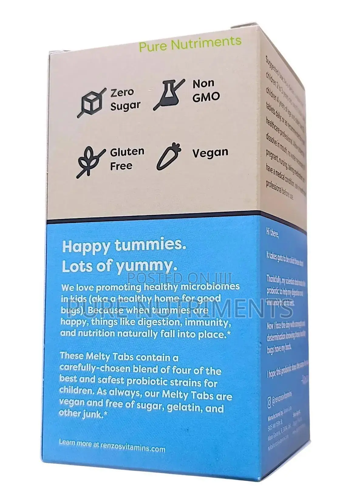 Renzo’S Yummy Tummy Probiotic For Kids–Digestive Support 60 Melty Tabs