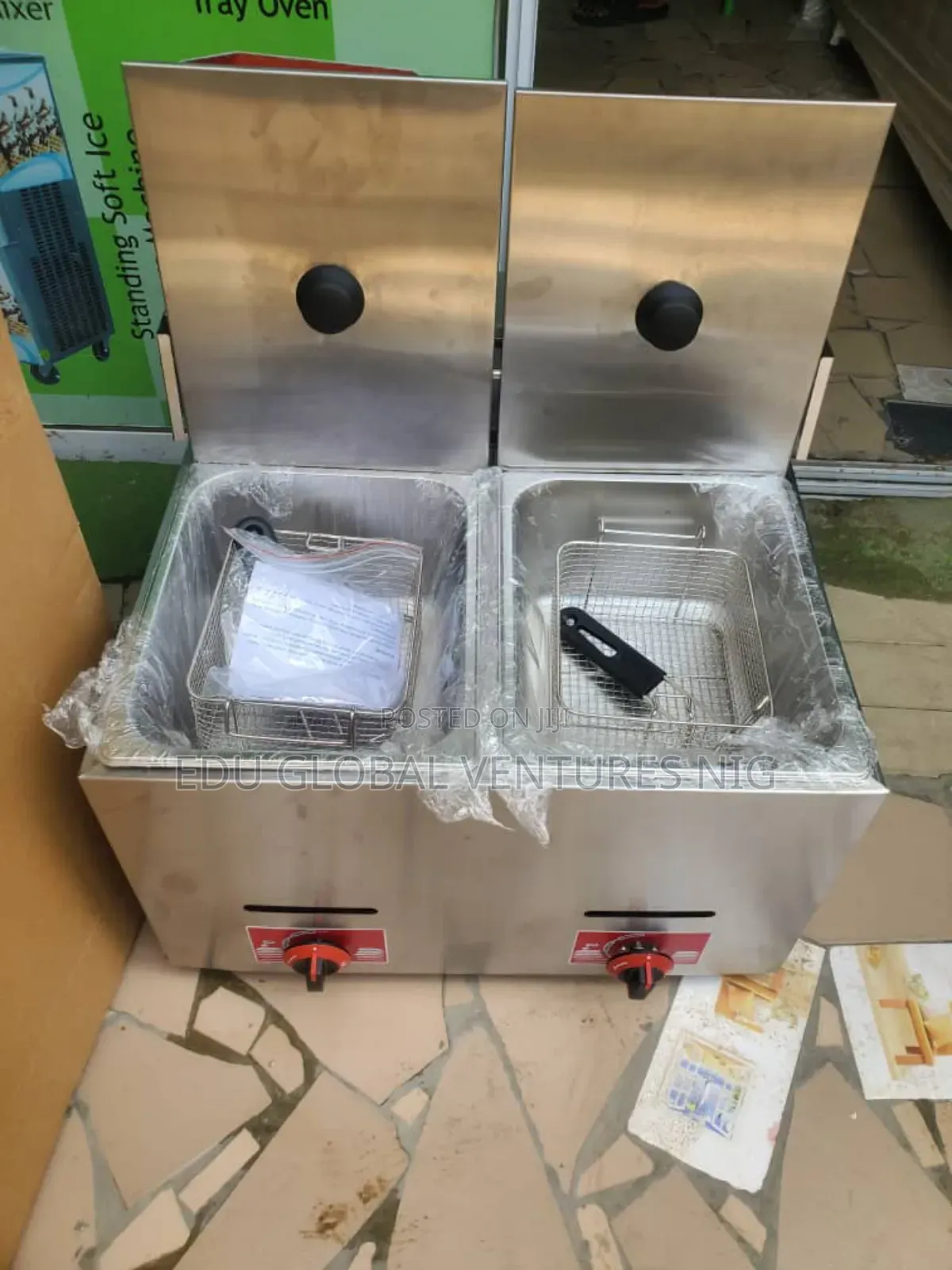 Commercial Dual Gas Deep Fryer 10litres X 10litres. Stainless Steel.