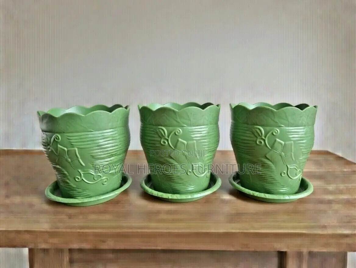 Premium-Look Plastic Planters – Floral Embossed, Set of 3 Sizes”