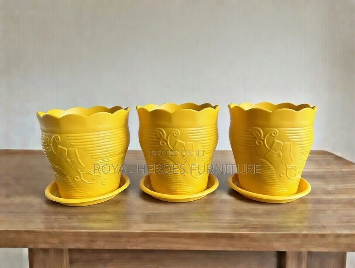 Premium-Look Plastic Planters – Floral Embossed, Set of 3 Sizes”