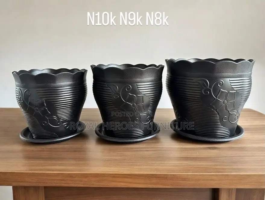 Premium-Look Plastic Planters – Floral Embossed, Set of 3 Sizes”