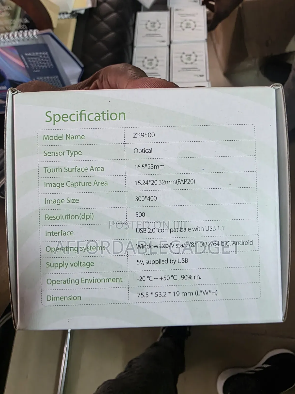 Zk9500 Zkteco Finger Print Scanner