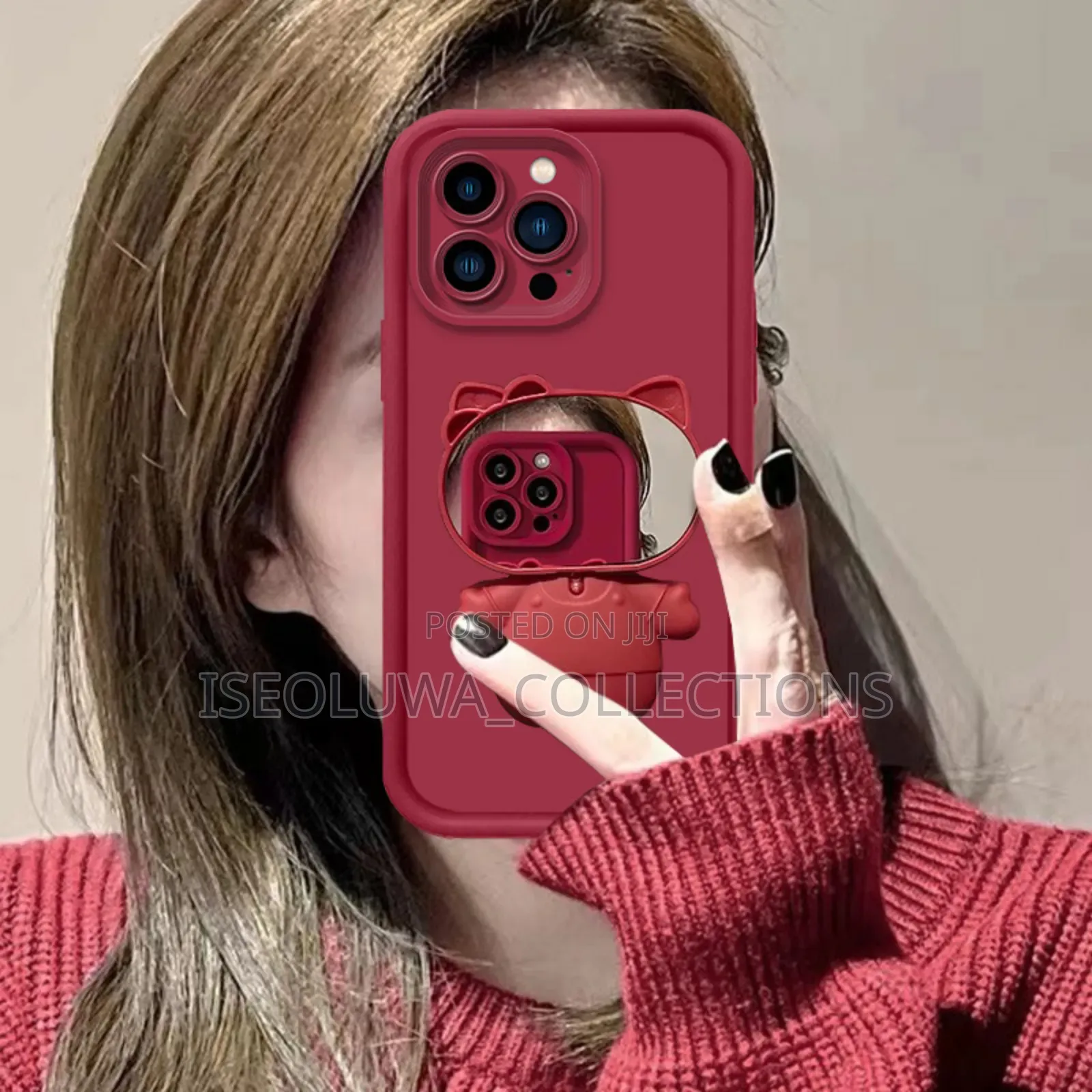 Luxury Cat Ear Mirror Phone Case – Shockproof Soft Silicone Cover.