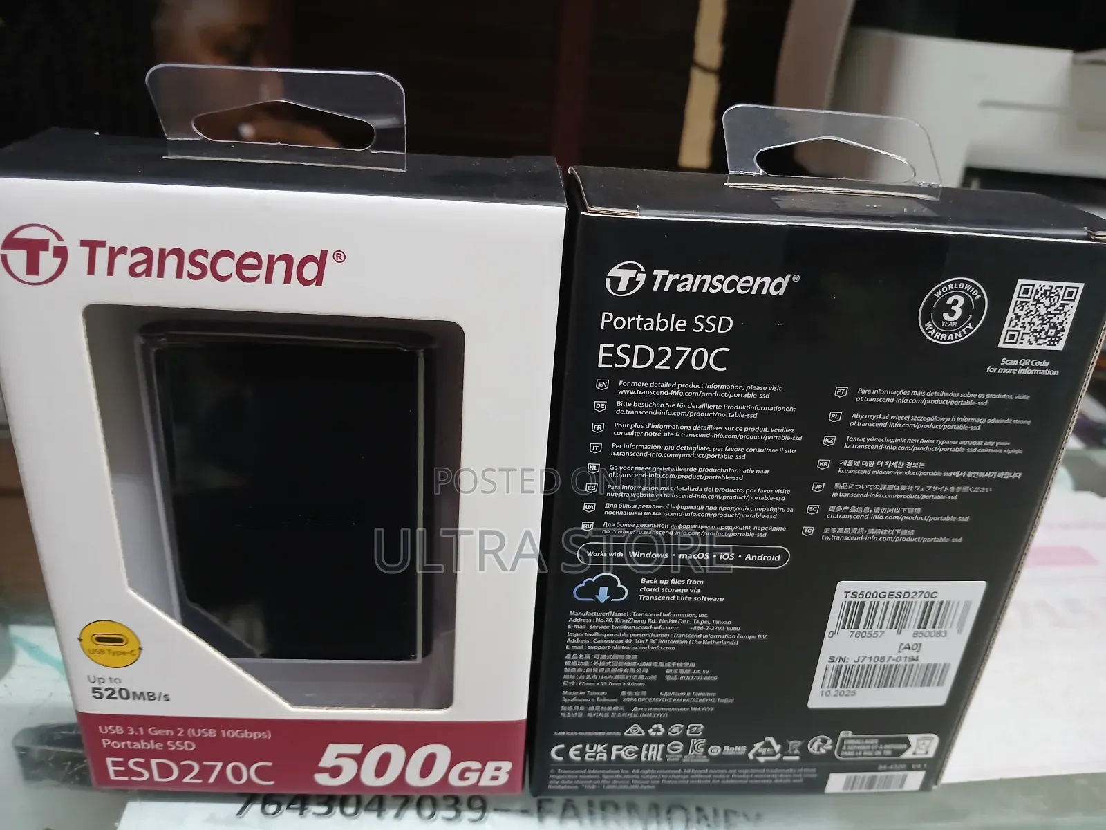 Transcend Ssd Esd270c 500gb