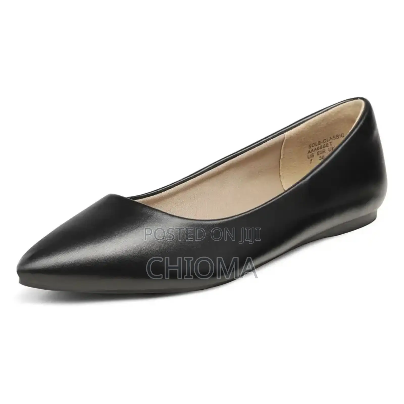 Ladies Everyday Comfort Black Flat Shoes( Pu Leather)