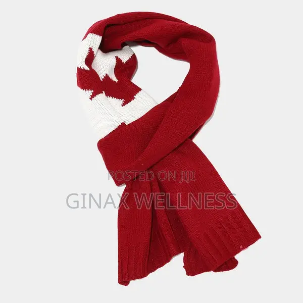 -Piece Canadian Maple Leaf-Designed Set With Beanie, Scarf and Mittens