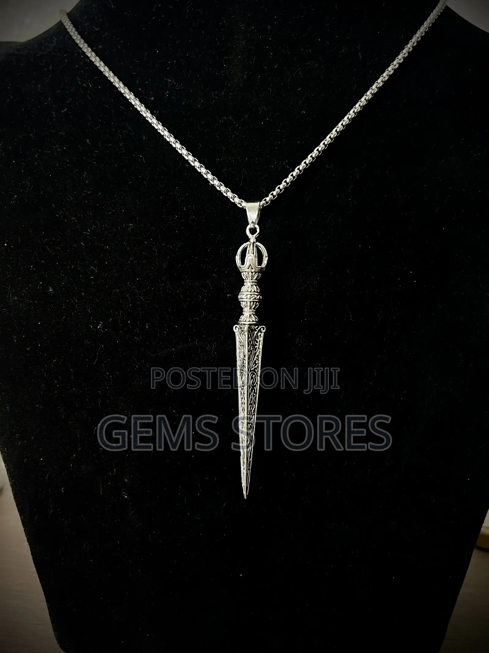 Vintage Silver Phurba Dagger Pendant – Men’S Gothic Necklace