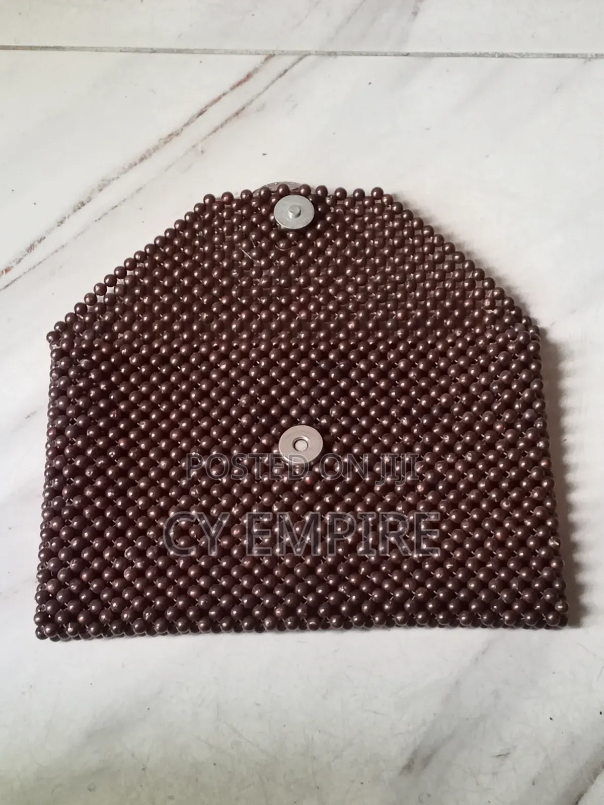 Vintage-Style Bronze Beaded Envelope Clutch