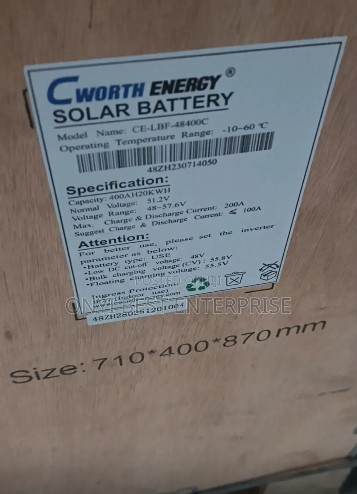 C Worth Lithium Ion Battery 20kwh 400c Original