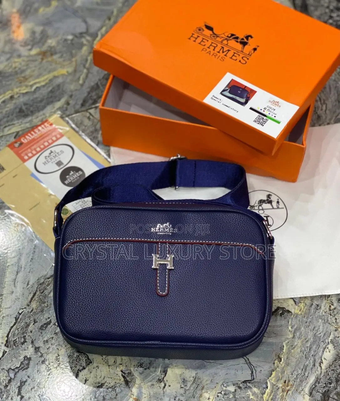Hermes Quality Luxury Men Genuine Leather Cross Bag